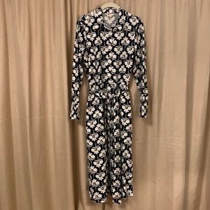 Boden Navy With White Flowers Shirt Dress